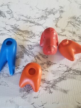 Tupperware Red Dog Head with Blue and Orange Accessory Pieces